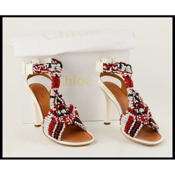 CHLOE SHOES WOVEN LEATHER GLADIATOR 'TRIBAL' SANDALS MULTI COLOR sz 39.5 / 9.5 - Picture 8 of 10